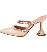 AMINUGAL Women's Clear Slingback High Heel Sandals - Pointed Toe Rhinestone Crystal Party Wedding Shoes