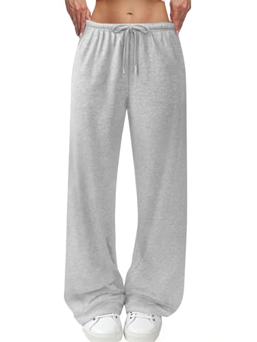 Wide Leg Sweatpants for Women High Waisted Baggy Sweat Track Pants Drawstring Casual Lounge Pants with Pockets