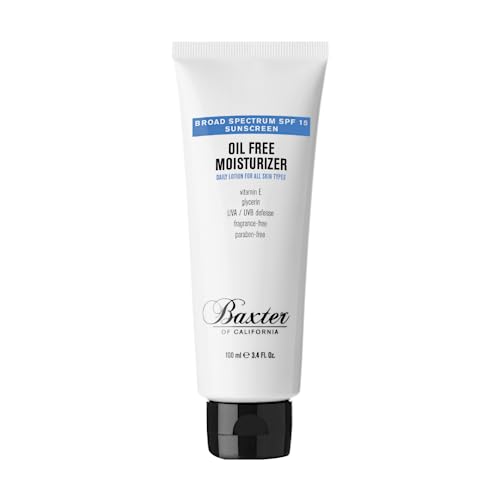 Baxter of California Oil Free Face Moisturizer with SPF15 for Men | UVA, UVB Defense | Fragrance-Free | All Skin Types | 3.4 OZ