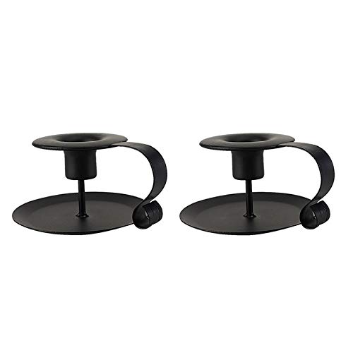 Cozyhoma 2Pcs Wrought Iron Taper Candle Holder Retro Candlestick Stand Hand Made Taper Candle Holder Chamberstick Holder Home Candlelight Dinner Decor
