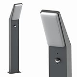 max K O M F O R T LED Außenstandleuchte mit Bewegungsmelder | Anthrazit | 12W Warmweiß | IP65 Wasserdicht | Aluminium schwarz | Sensor-Wegeleuchte für Außen | Garten, Terrasse & Einfahrt
