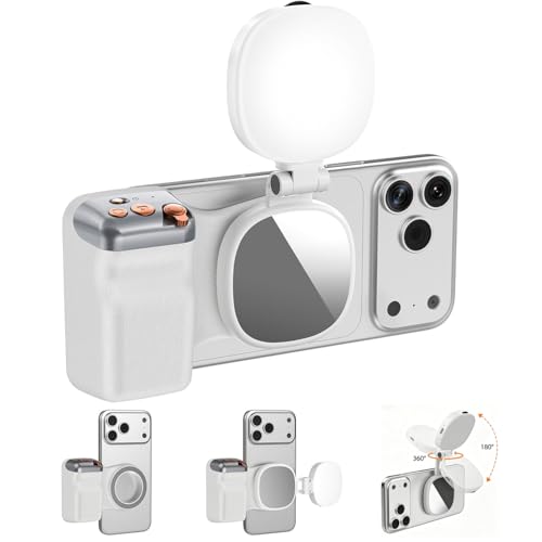 Poignée magnétique photo pour smartphone Fun Shot avec lumière selfie argent pour iPhone et Android