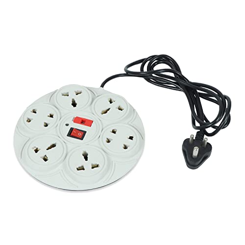 Image of Digiway ABS Round Power Strip 8+1 Extension Cord || Board with Master Switch, Indicator || 8 International sockets || 4-Two Pin Socket, 4-Three Pin Socket || 2 Meter Cord Wire (Beige Pack of 1)