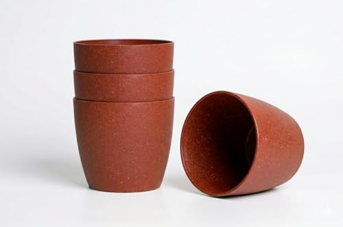 Image of Flower Pots for Garden - Valencia Eco - Indoor Home Living Room Balcony Garden Decorative Eco Freindly Plant Pot Bio Composite Material 8inch (Red, Set of 4)