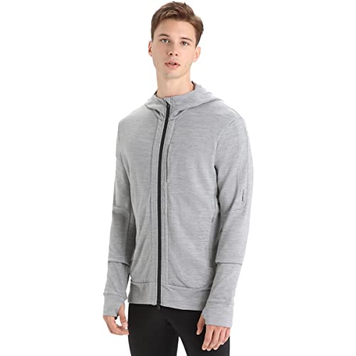 Icebreaker Merino Quantum Iii Long Sleeve Wool Athletic Zip Up Hoodie Chaqueta Con Forro, Metro Hthr Negro, M Para Hombre Icebreaker Merino Quantum Iii Long Sleeve Wool Athletic Zip Up Hoodie Chaqueta Con Forro, Metro Hthr Negro, M Para Hombre