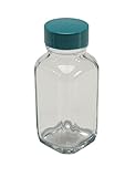Vestil BTL-SW-G-2-CS Wide-Mouth Square Glass Bottle with Green Cap, 2 oz Capacity, Clear (Pack of 12)