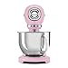 SMEG SMF03 Stand Mixer – 5 Qt Tilt-Head Mixer with Stainless Steel Bowl, 10 Speeds, Retro 50s Vintage Style – Pink