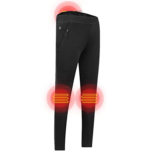 Pantalon Chauffant Homme Femme, Pantalon Chauffant d'hiver 3 Zones chauffantes Élastique Confortable Léger Lavable pour Le Camping en Plein air Randonnée Chasse, Noir-Homme-XL Cover