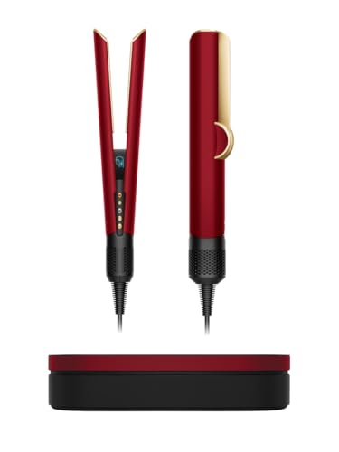 Image of [Limited Edition] Dyson Airstrait Hair Straightener [Red Velvet & Gold] | Straightens with Air | No Hot Plates, No Heat Damage | Wet-to-Dry Straightener | Combines Drying & Straightening in One Step | Saves Time | Wet & Dry Modes | Suitable for All Hair Types | 2-Year Warranty
