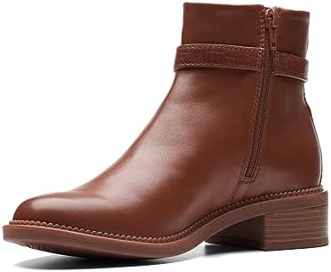 Clarks Women's Maye Grace Fashion Boot, Tan Leather, 6.5