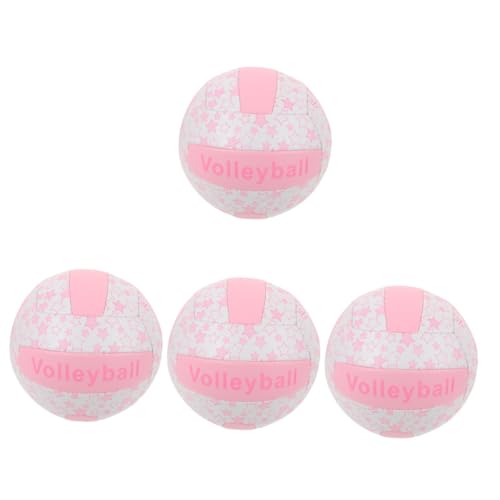 SUPVOX 4 Piezas Voleibol de Interior Voleibol Inflable Aire Libre Voleibol Oficial Bola de Entrenamiento de Voleibol Bola de competición de Voleibol Equipo de Juego de Playa Rosa