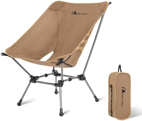 MOON LENCE Portable Camping Chair Plus, Upgraded Comfort & Size, Compact and Lightweight Still, Folding Chair for Backpacking & Hiking, 330Lbs Capacity (Khaki)