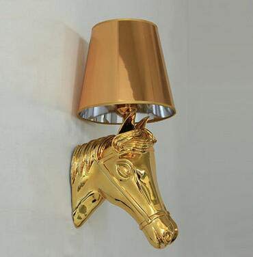 JIEJIE美しいランプ& 馬の壁ランプ階段リビングルーム展示場ベッドサイドスタディウォールライト樹脂コリドー壁取り付け用燭台ライトブラジャー、ゴールド電球なし (Color : Gold No Bulb)のサムネイル