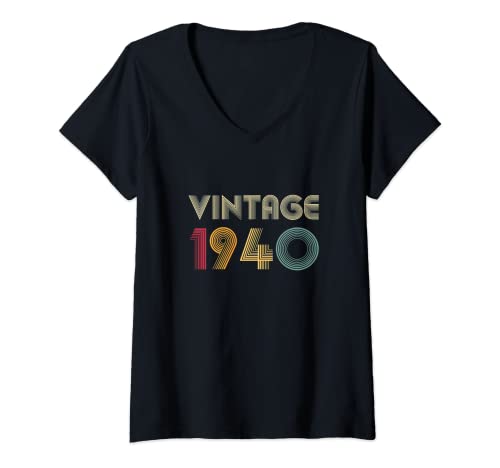 Mujer 82 cumpleaños regalo 82 años hombres mujeres retro vintage 1940 Camiseta Cuello V