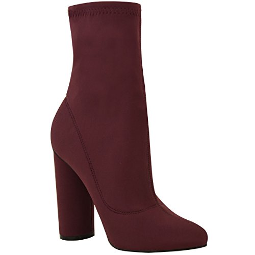 Fashion Thirsty Womens Ladies High Heels Ankle Boots Stretchy Wide Fit Flared Winter Work Shoes by Heelberry