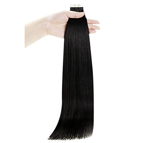Tape in Hair Extensions Human Hair 16 Inch Natural Black Hair Extensions Tape in Human Hair 50g 20 Pcs Straight Hair Real Hair Extensions for Women