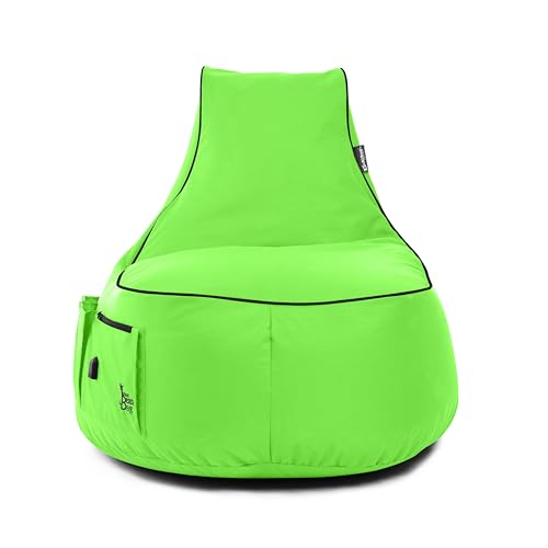 BuBiBag Gaming Sitzsack Mit USB-Anschluss & Taschen – Ergonomischer Beanbag Für Drinnen & Draußen, Fire Rot