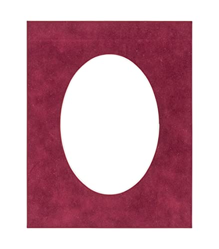 3x5 Mat For 6x7.5 Frame - Precut Dark Red Suede Oval Shaped Photo Mat Board Opening - Acid Free Matte and Bevel Cut for Family Photos, Pack of 1 Matboard Show Kit With Acid Free Backing & Clear Bag