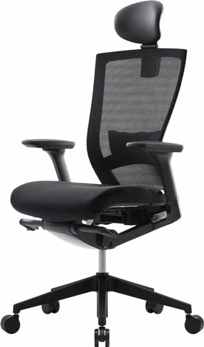 SIDIZ T50 Ergonomic Office Chair : High Performance Home Office Chair with Adjustable Headrest, Lumbar Support, 3D Armrest, Seat Depth, Mesh Back Computer Chair, Alternative Gaming Chair (Black)
