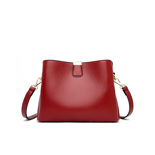 CORIOS PU Cuero Bolso de Bandolera para Mujer Elegante Bolso de Mano Impermeable Bolso de Hombro Retro Bolso Cruzado Pequeño Bolso Shopper Trabajo Compras Viajes Bolso Tote Rojo Vino