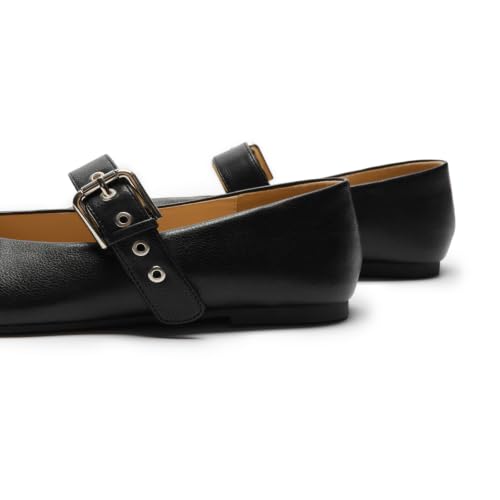 Image of C.Paravano Women's Flats Shoes | Comfortable Slip on Shoes | Ballet Flats Dress Shoes | Round Toe Mary Jane Flats with Metal Buckle Strap