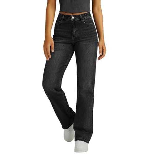 Boyfriend Jeans for Women Trendy Low Rise Sweatpant Jeans Straight Leg Trousers with Pockets Comfy Y2k Denim Pants