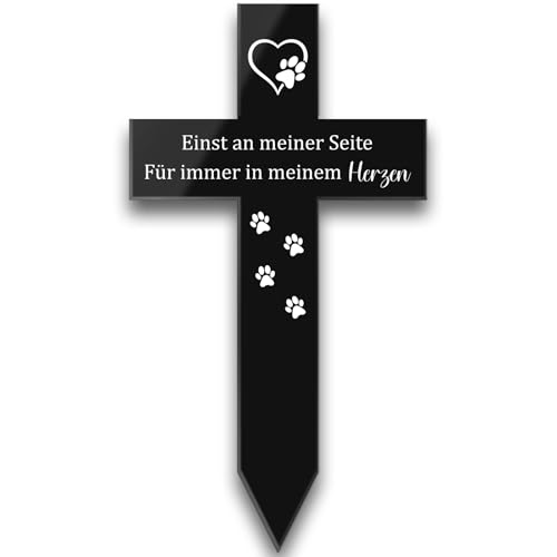 Photect Grabkreuz Grabstecker Schwarz Acryl Grabschmuck mit Gravur...