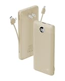 Portable Charger Built-in Cables and AC Wall Plug, USB C Power Bank 10000mAh, Travel Battery Portable Phone Charger Compact Lightweight External Battery Pack for Smart Phones, Tablets etc-Light Coffee