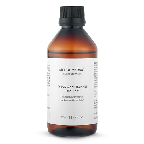 Dhanwantharam Thailam 200ML Olio Ayurvedico - Olio da Massaggio Ayurvedico Tradizionale per Pelle Sana e Corpo, Rilassamento e Ringiovanimento - Art of Vedas - Skincare Naturale