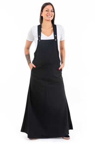 Robe salopette femme Milhana en coton doux du S au XXXL de coloris noir