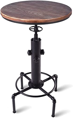 Bokkolik 32-38Inch Height Adjustable Industrial Bar Table Vintage Bistro Tables For Kitchen Swivel Wooden Top Farnhouse Fire Hydrant Design Pub Table Rustic Cafe Cocktail Desk #TOP5