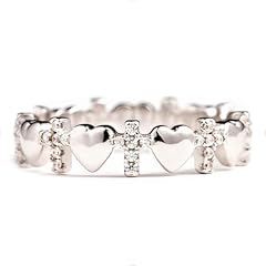 Cross Heart Ring - Alloy Plated with Silver