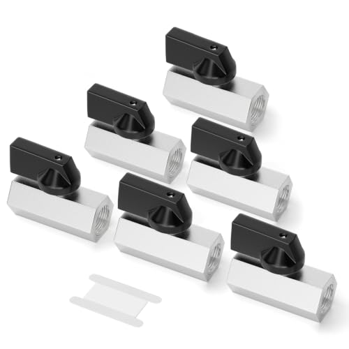 Image of GASHER 6PCS 1 /4 inchFNPT Nickel Plated Brass Mini Ball Valve | 1 /4 Inch Female x 1 /4 Inch Female NPT Thread Shut Off Valve for Regulate Flow
