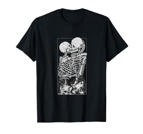 Carte de Tarot Squelette s'embrassant Amour Crâne Os Horreur Goth T-Shirt