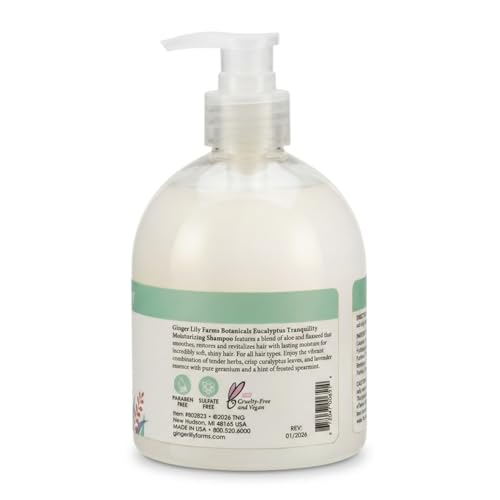 Image of Ginger Lily Farms Botanicals Shampoo, 16.9oz /6pk, Eucalyptus Tranquility | 100% Vegan & Cruelty-Free | Moisturizing Shampoo for All Hair Types