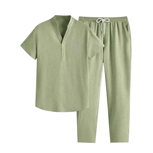 Ensemble homme été mode printemps décontracté pantalon ample vert L