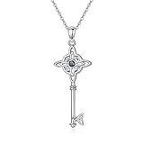 YAFEINI Witches Knot Necklace Sterling Silver Witch Knot Key Pendant Necklace Witch Jewelry Gifts for Women