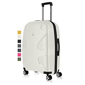 IMPACKT Hardshell koffer met 4 wielen, gemaakt van gerecycled materiaal, duurzame reiskoffer met verwisselbare klikwielen, wit (polar white), 67 cm (Größe M), Koffer