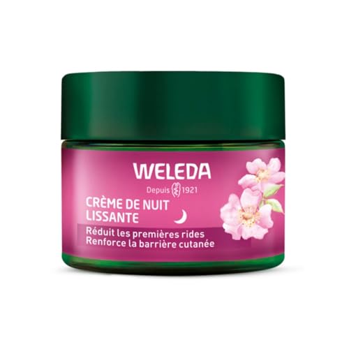 WELEDA Crème de Nuit Lissante Rose Musquée & Thé Blanc – Soin Anti‑Âge Premières Rides, Crème Visage de Nuit, Huile de Rose Musquée Bio, Thé Blanc...
