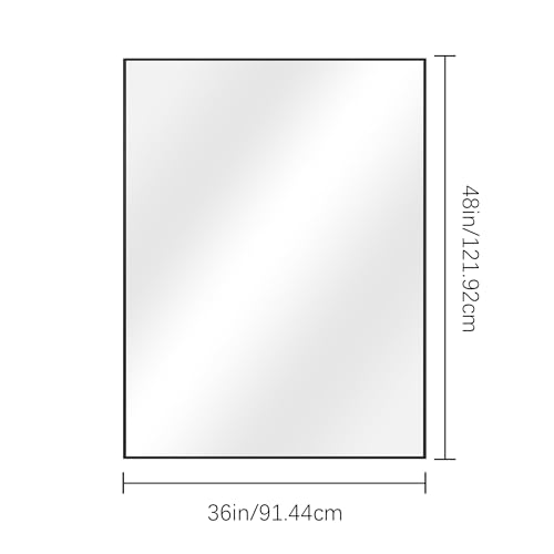 Image of DESBING Black Bathroom Mirror for Wall, 36x48 Inch Rectangle Mirrors with Metal Frame, Modern Vanity Wall Mirror Decor for Entryway Hangs, Bathroom Living Room Horizontal or Vertical