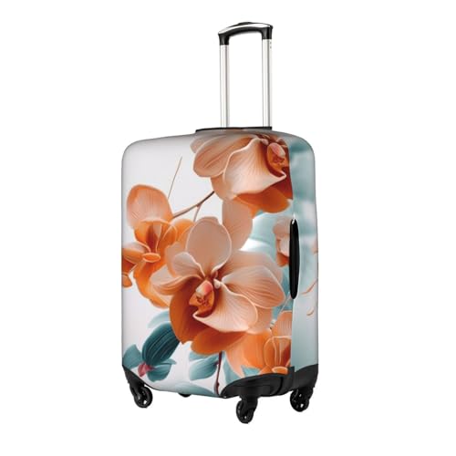 Teal And Orange Flower Printed Luggage Cover Elastic, Washable, Universal Fit 18-32 Inch Travel Suitcase Cover Easy To Identify2