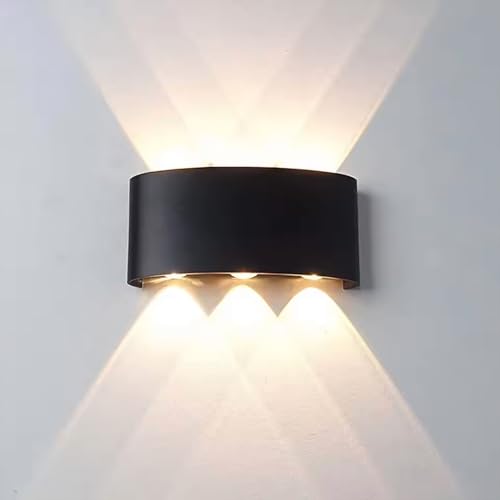 Voltix Applique da Parete LED 6W, Lampada da Parete per Interni ed Esterni, Luce Calda, Design Moderno in Alluminio, Lampada da Muro Impermeabile, Facile da Installare (Luce Calda 3000K, Nero)