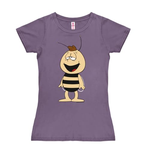 Logoshirt Biene Maja I Willi I T-Shirt Print I Damen I kurzärmlig I violett I Lizenziertes Originaldesign I Größe M