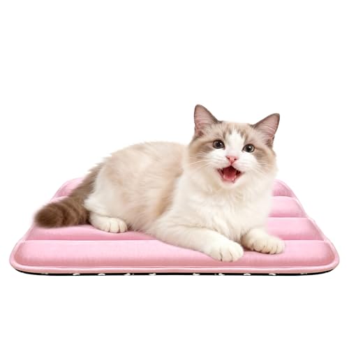 Fogkiss Dog Bed Mat, Reversible Dog Crate Pad with Washable Kennel Mat and Soft Foam, Flat Pet Bed for Dogs & Cats, for Crates Carriers & Travel (Pink, 18" L*12" W*1.5" Th)
