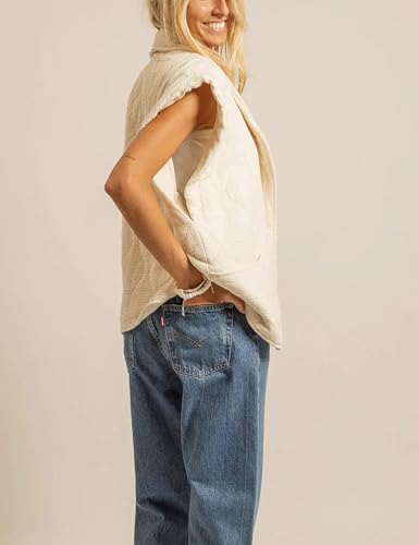 Women Lightweight Puffer Vest Cap Sleeve Open Front Kimono Jacket Oversized Quilted Waistcoat with Pockets2