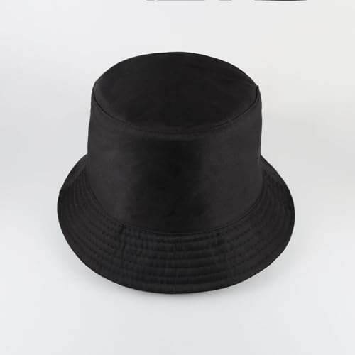 Image of Unisex Black Bucket Hat Waterproof Rain Hat Reversible Shiny Rave Bucket Hat for Concert Festival