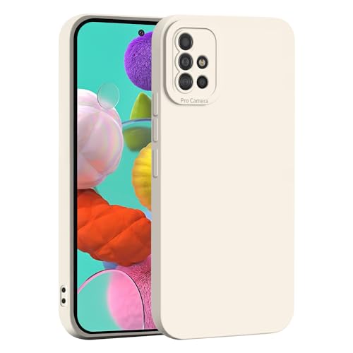 WBWONE Case for Samsung Galaxy A51, Slim Flexible Soft TPU Camera all-Inclusive Protective Cover Phone Shell Bumper - White