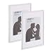 Produktbild Relaxdays Bilderrahmen 2er Set, 20x30 cm, Passepartout 15x20 cm, Glasscheibe, Fotorahmen zum Stellen & Hinhängen, weiß