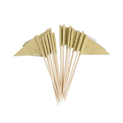 48 adornos triangulares para cupcakes, banderas doradas, decoración de tartas para cumpleaños, boda, Año Nuevo, fiesta, Navidad
