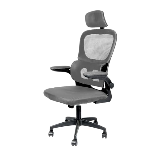 homewell Silla de oficina ergonómica, silla de escritorio con reposacabezas ajustable, reposabrazos, soporte lumbar, silla giratoria de altura regulable, silla de ordenador 150 kg (gris)